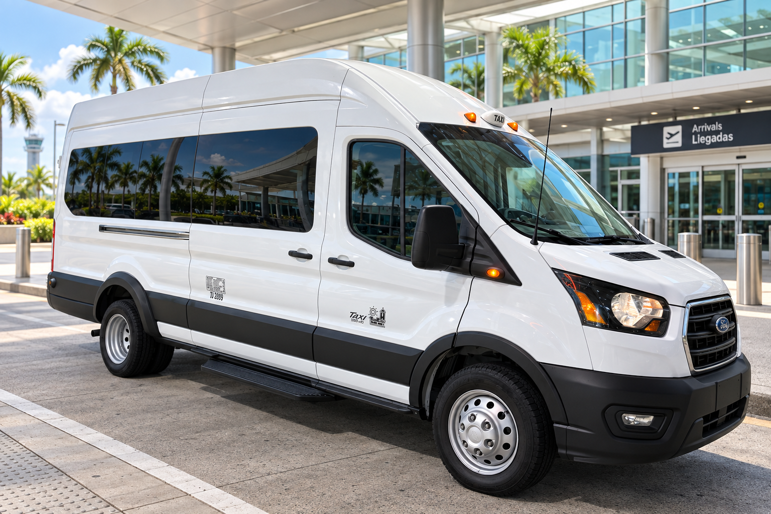 Rincon Taxi — West coast · Long-distance — white Ford Transit van